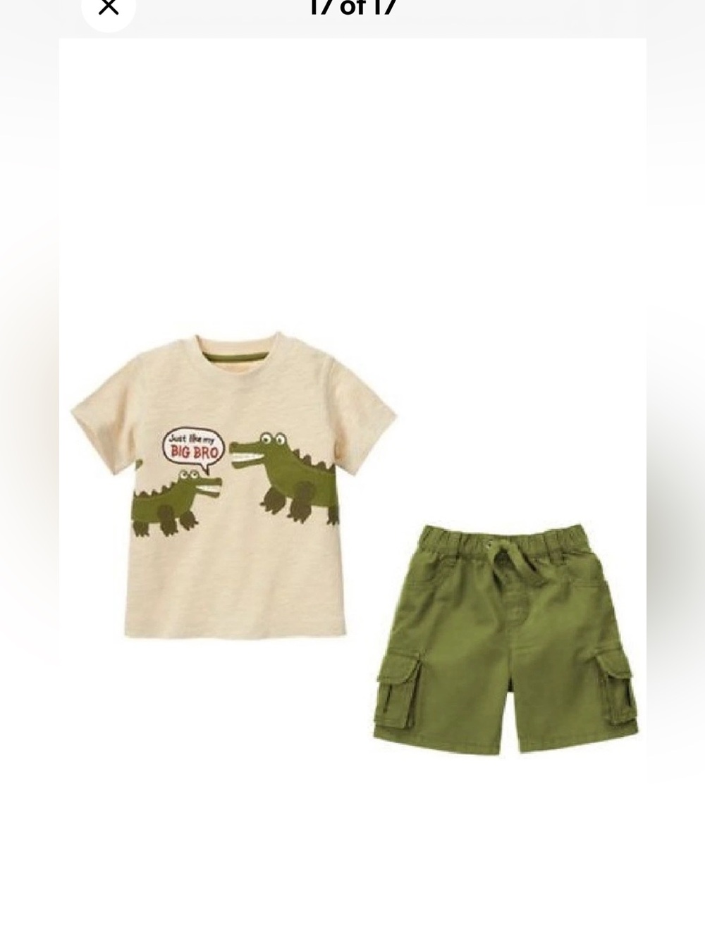NWT Gymboree Outback Adventure Just like my Big Bro Tee and Cargo Shorts Set